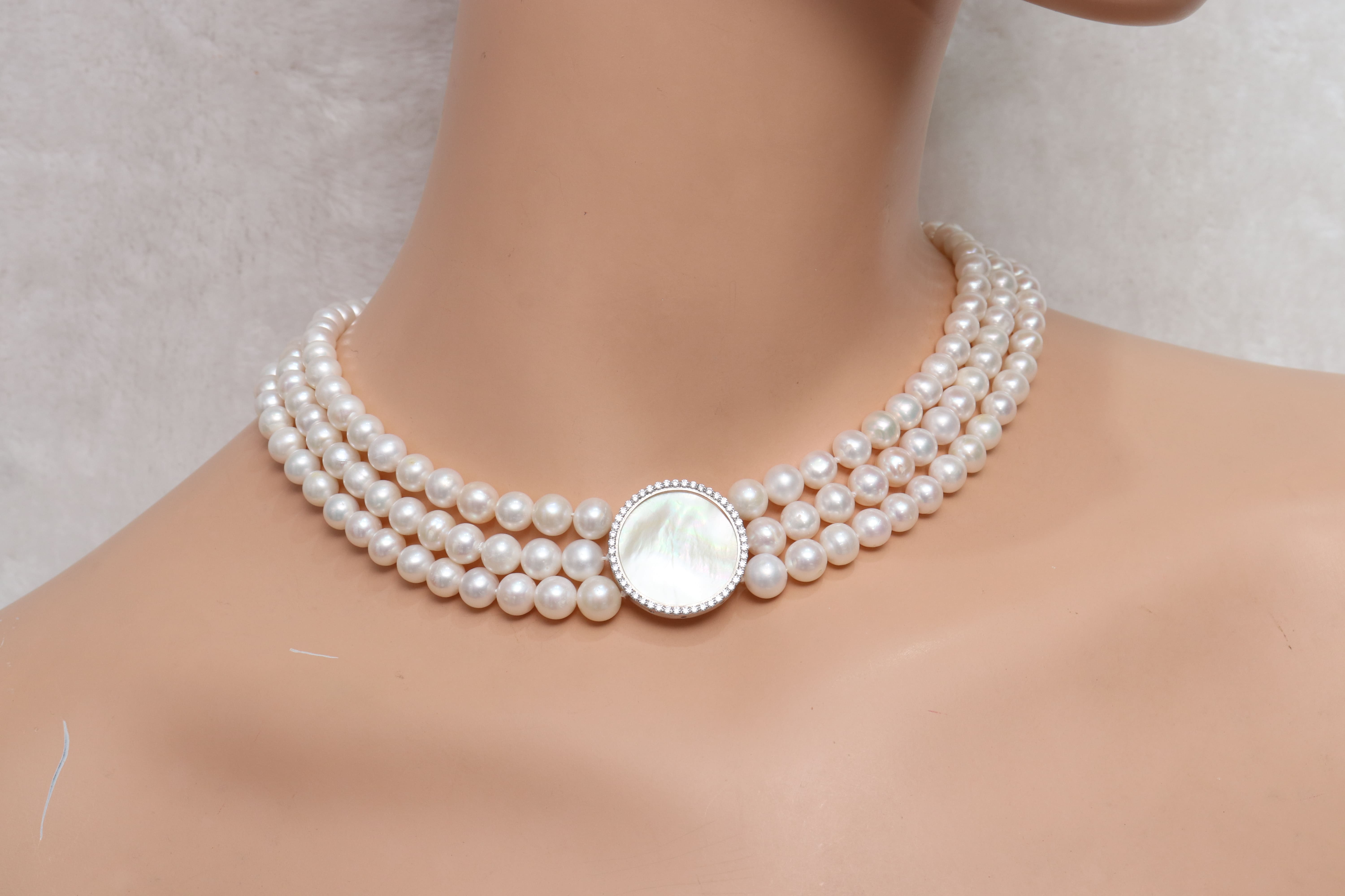 CHUỖI NGỌC TRAI DIANA HIGH NECK 8MM
